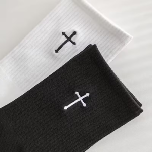 Cross Pattern Mid-Calf Socks – 2 Pair Set
