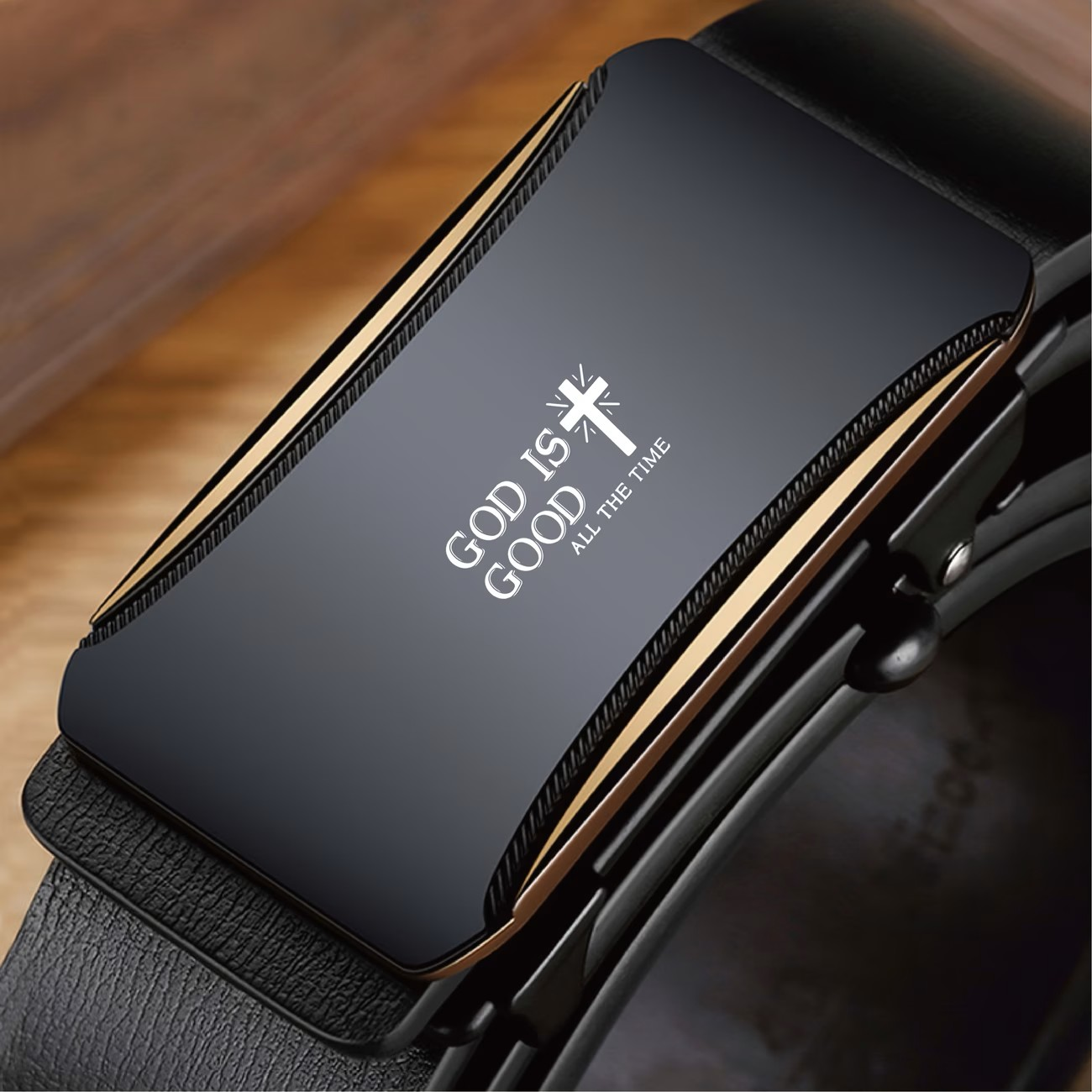 God Is Good Men's Matte Buckle Belt - Image 6