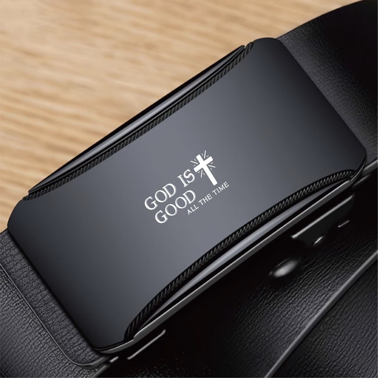 God Is Good Men's Matte Buckle Belt - Image 2